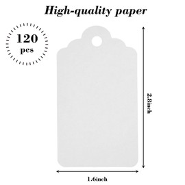 SallyFashion 120PCS Gift Tags with String, White Paper Tags Blank Tags Hanging Tags for Wedding DIY Birthday Gifts