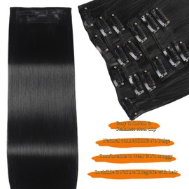 BOSHIZL Seamless Clip-in Hair Extensions for Women – 7 Pieces, 140g Premium Wig (US 24 Inch, Black)