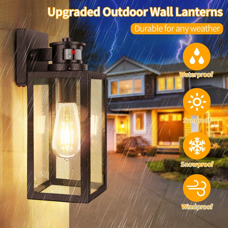 TOBUSA 2-Pack Motion Sensor Outdoor Wall Lights, Waterproof Dusk to