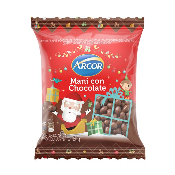 Arcor Maní con Chocolate Milk Chocolate Coated Peanuts, 80 g / 2.8 oz