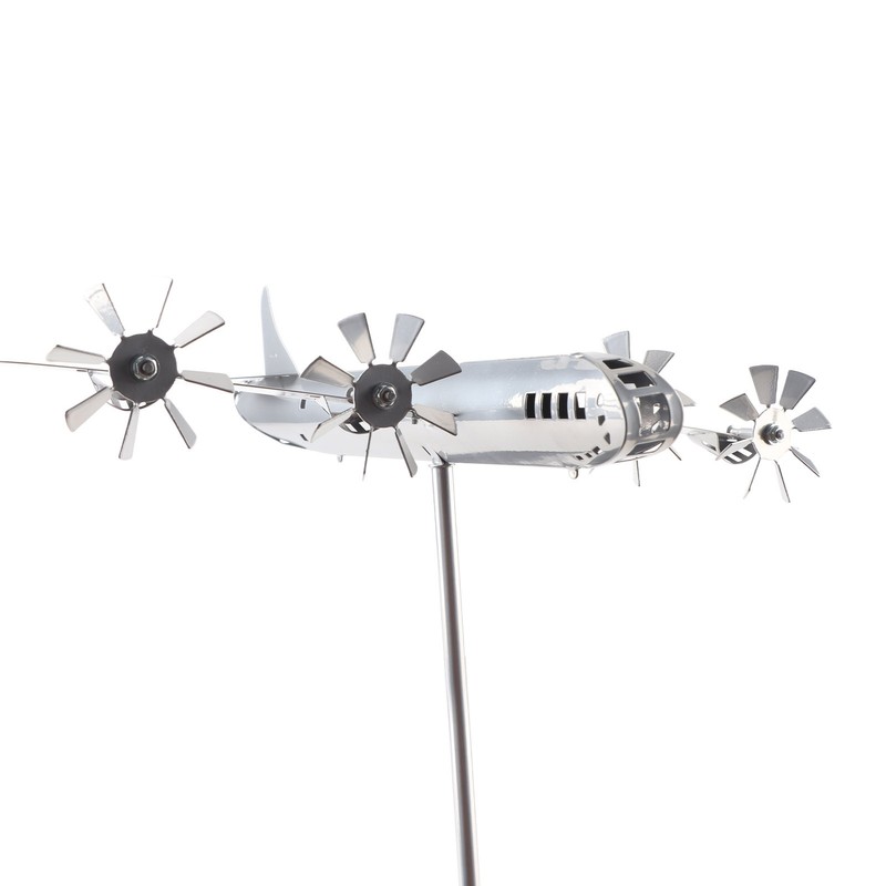 Aircraft Wind Sculpture Wind Powered Rotate Stainless Steel Airplane Windmill