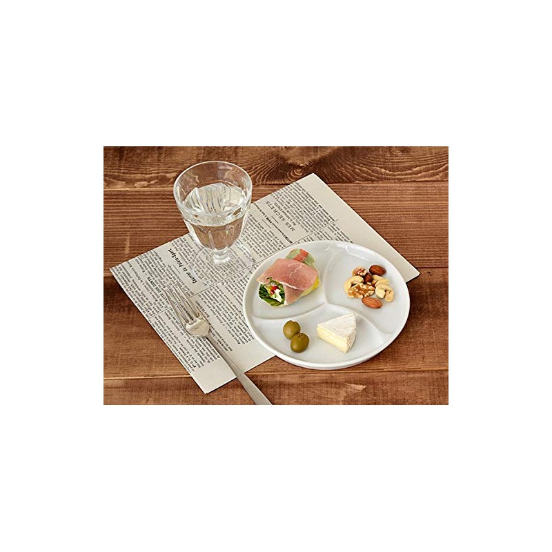 Tableware East 3 Divided Snack Plate, 6.9 inches (17.5 cm),