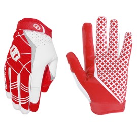 Seibertron Pro 3.0 American Football Rugby Football Sports Gloves Elite Ultra Stick Sport Receiver Youth Adult Sports Gloves (Red, M)