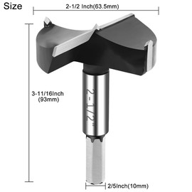 NICAVKIT 2-1/2 Inch Carbide Forstner Drill Bit, Carbide Tipped Forstner Bit for Hard Wood, Wood Drilling Bit Hinge Cutter Tool Kit for Plywood Plastic