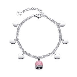 Dada Gioielli - Sea Blue 6 Star Capri Style Bell Bracelet Silver Stainless Steel Chain 20cm Adjustable to 17cm Ideal for Women, One size, Stainless Steel, No Gemstone