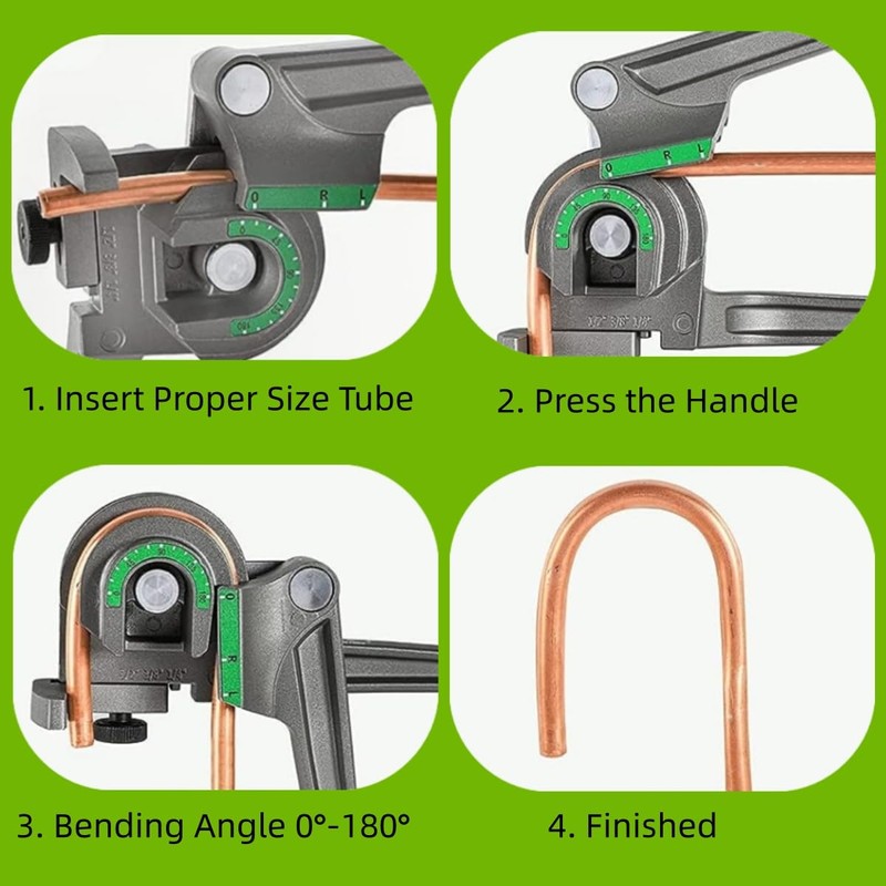 1/4", 3/8", 1/2" (6/10/12mm) O.D. Tubing Bender HVAC Tools, 3-in-1