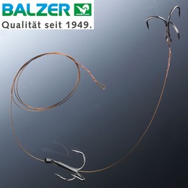 Balzer Matzes Double Drilling System 70 cm 9 kg – Pike Leader for Bait Fish for Bottom Fishing and Drift Fishing, Steel Leader for Pike, Hook Size/Bait Size: Size 2/L for Bait of Approx. 14-20 cm