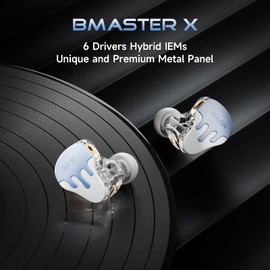 BASN BmasterX 6 Drivers Hybrid in-Ear Monitors with Noise Isolation for Musicians, Stage & Studio, Professional HiFi IEMs, Detachable 4-core OFC Silver-Plated Cable & Shockproof Case (Blue-White)