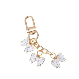MMIUAEG Enamel Bowknot Keychain for Women Y2K Sweet Cute Bow Charm Keyring Car Key Accessories Bag Decorations-White
