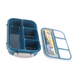 Haofy 16PCS Box Kids Set, Reutilizable 1300ml Caja para Niños 4 Compartimentos, Contenedores para Almuerzo, Fiambrera para Adulto con Cuchara Almuerzo de Frutas (Azul)