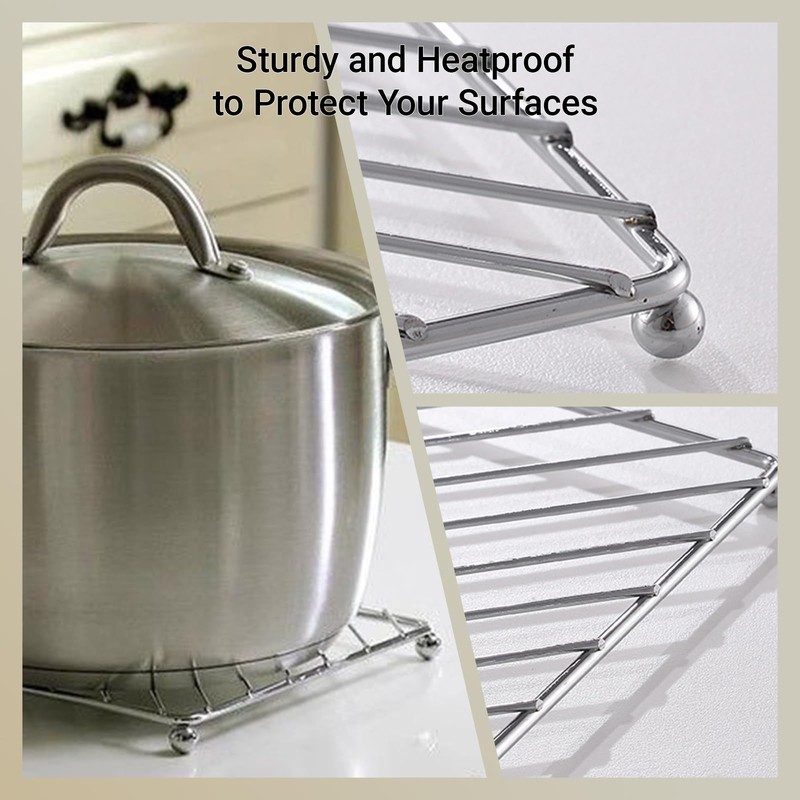 BAOWUABJ 2 Pack Trivets for Kitchen Worktops - Stainless Steel