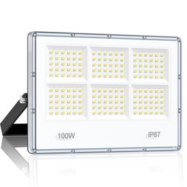 100 W LED Outdoor Spotlight - 10000 LM 180 LEDs Super Bright LED Floodlight Outdoor Spotlight Waterproof IP67 7000 K Cool White Outdoor Spotlight for Garages, Yards, Factories, Roads, Stadiums