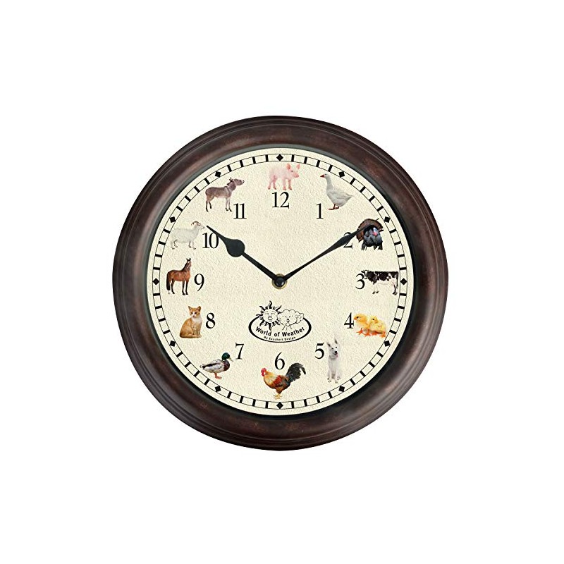 Farm Animal Round Kitchen Childrens Wall Clock with Animal Sounds