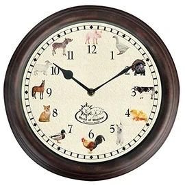 Farm Animal Round Kitchen Childrens Wall Clock with Animal Sounds Noises 30cm