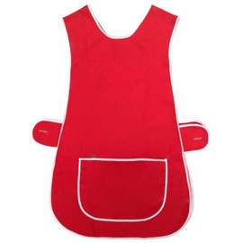 BILMASEE,s LADIES UNIVERSAL RED THICK COTTON BLEND TWILL TABARD APRON,(LARGE OS, UK 16-18)