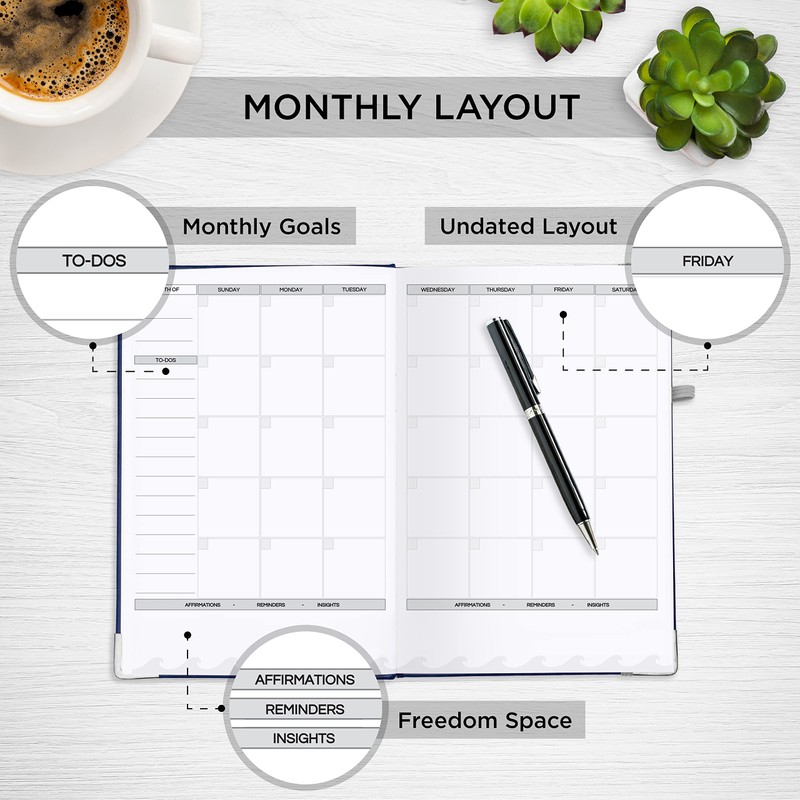 Live Whale Daily Planner - 90 Day Organizer Mindfulness Journal