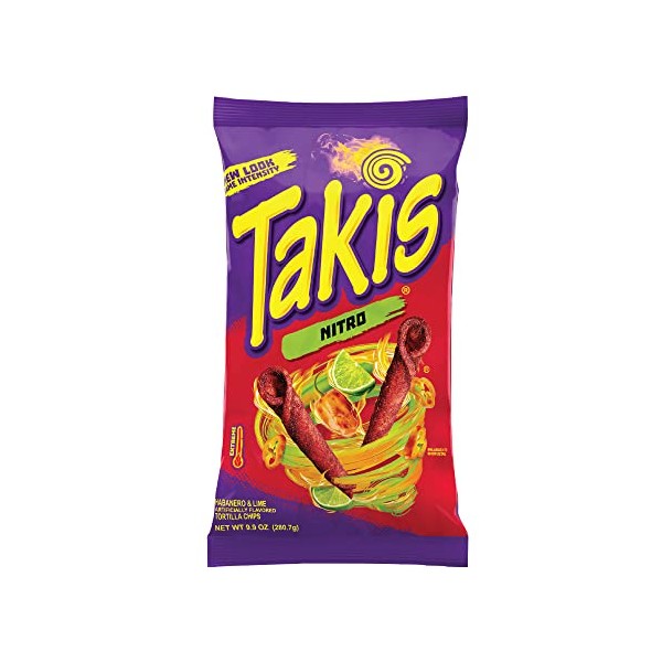 Takis Nitro Rolled Tortilla Chips, Habanero and Lime Artificially Flavored, 9.9 Ounce Bag