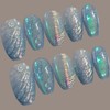 Scallop Blue Uru Handmade Nail Tips - Short Ballerina /