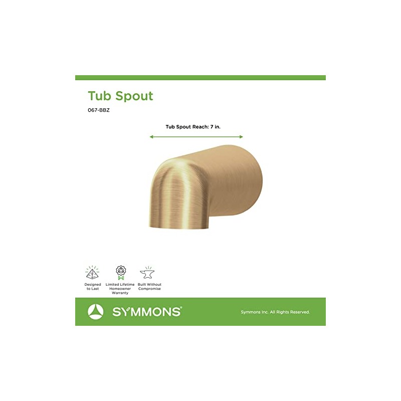 Symmons 067-BBZ Dia Non-Diverter Tub Spout in Brushed Bronze Large