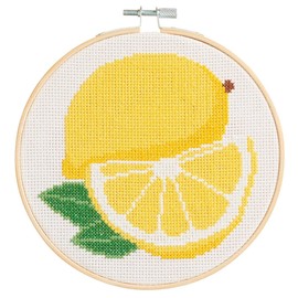 Leisure Arts Cross Stitch Kits, Lemons, 6" – Perfect Cross Stitch Kits for Beginners Adults - Stamped Cross Stitch Kits for Adults Include Designs, Thread & Hoop for Easy Crafting Fun