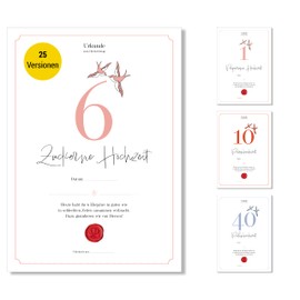 Frank Paperman® Gifts for 6th Wedding Anniversary | Wedding Anniversary | Sugar Wedding Anniversary | Certificate Wedding Anniversary | Classic | Gift Ideas Wedding Anniversary | DIN A4 Format