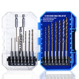 Sinyeenglon Hex Shank Cobalt Drill Bit Set 16Pcs 1/16"-1/4", M35 HSS Impact Driver Drill Bits for Metal and Hardened Steel, with Indexed Storage Case