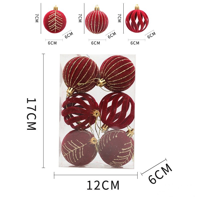 Shatterproof Christmas Ornaments Set – 6/12pcs Velvet Christmas Tree Hanging