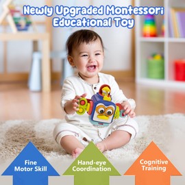 Epzia Montessori Toys for Toddlers 1-3 - Busy Board Cube Travel Toy, Educational Activity Cube for 1 Year Old, Sensory Learning Toys for Babies 12-18 Months