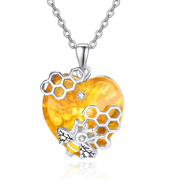 AENEAS Bee Necklace 925 Sterling Silver Honey Bee Pendant Necklace
