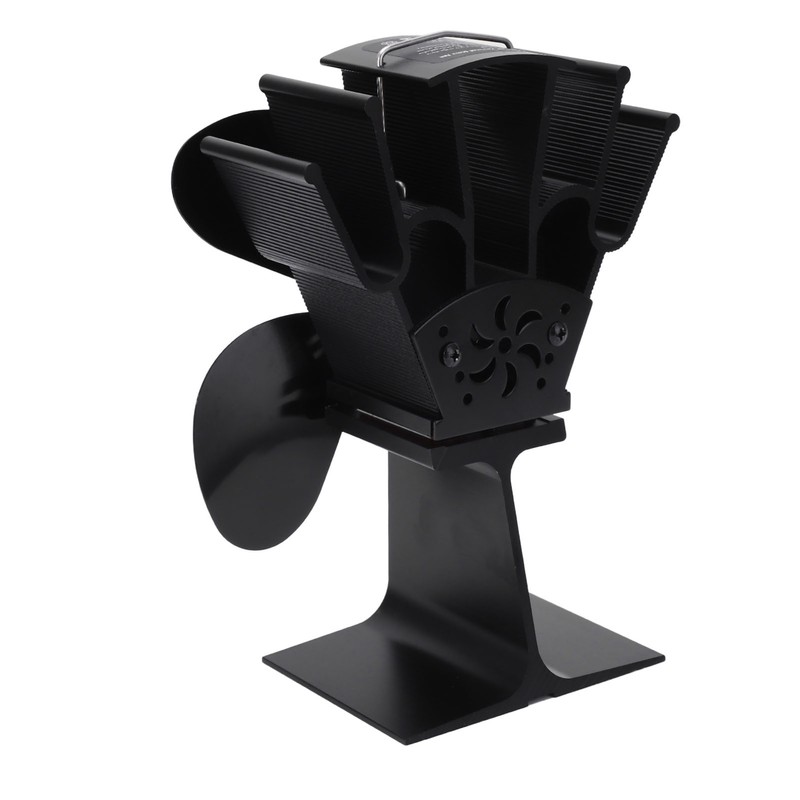 4 Blade Heat Powered Stove Fan Silent Eco Friendly Aluminium