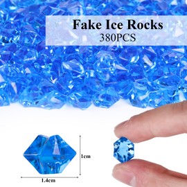 VGOODALL 380PCS Fake Ice Rocks, Blue Acrylic Crushed Ice Rocks Mini Fake Diamonds Plastic Gems for Home Table Decorations Vases Fillers