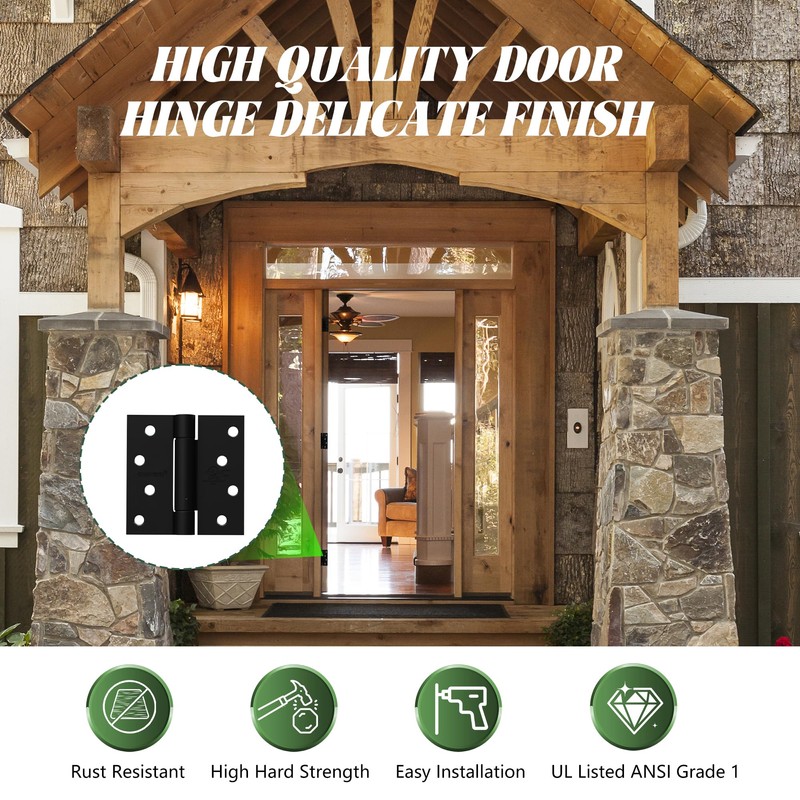 2 Pack Self Closing Door Hinges 4 inch Matte Black