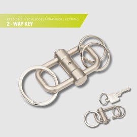 TROIKA Key Ring with 3 Key Rings in 2 Sizes 2-Way Key - Sliding Lock for Easy Key Organisation - Cast Metal - Silver Original, silver colours