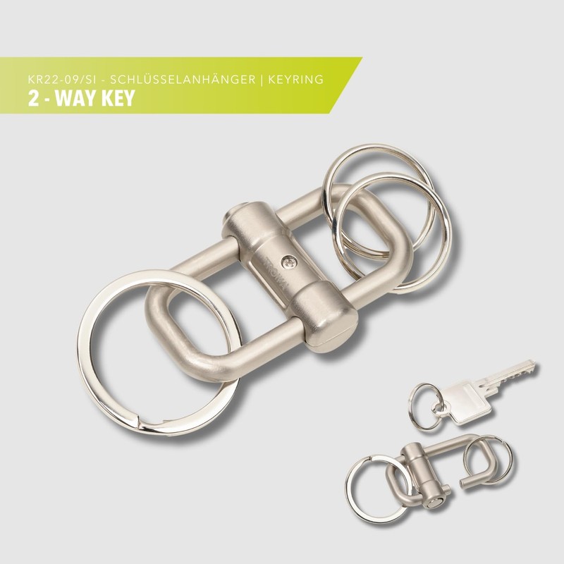 TROIKA Key Ring with 3 Key Rings in 2 Sizes