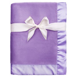 Pro Goleem Fleece Baby Blanket with 2 Inch Satin Trim Soft Plush Blanket for Boys and Girls for Babies Purple 30''x40''