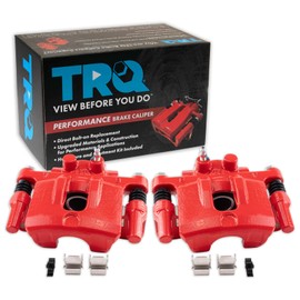 TRQ Rear Brake Caliper Set Painted Red Brackets Compatible with 2011-2014 Chrysler 200 2007-2010 Sebring 2008-2014 Dodge Avenger 2007-2017 Jeep Compass Patriot 2008-2011 Mitsubishi Lancer
