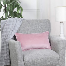 Home Beyond & HB design 2-Pack Velvet Throw Pillow Covers, Ultra Soft Decorative Solid Cushion Covers for Couch Sofa Bed, (12 x 20 Inches, Pink)