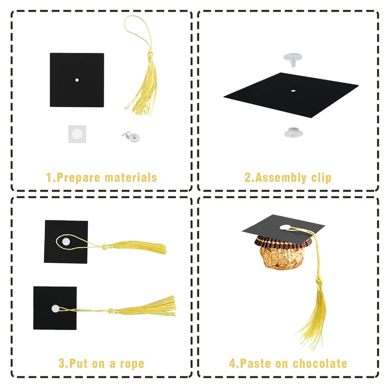 POUYRBA Graduation Cap Chocolate Decorations, 50pcs Black and Dark Blue