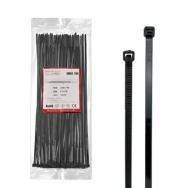8 inch Black Nylon Zip Ties, 50lbs Tensile Strength, Multi-Purpose Self Locking Cable Ties, Heat Resistant, Erosion Controlled, Heavy Duty for Indoor and Outdoor Use (500)