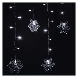 EMOS Snowflake Garland with 60 LEDs, Light Curtain 135 cm + 5 m Cable, Cool White Light, LED Light Garland + Power Supply, Light Duration 10,000 Hours, IP44 for Indoor/Outdoor Use, for Party,