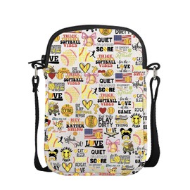 POFULL Softball Lover Gift Baseball Gift Women Softball Gift Softball Coach Gift Softball Player Crossbody Bag (SOFTBALL CA)
