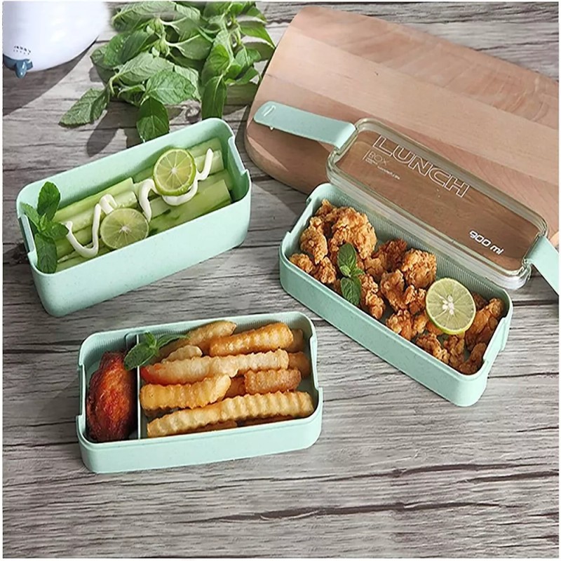 OEM Lonchera Contenedor Comida Lunch Box Escuela Cubiertos 3 Niv