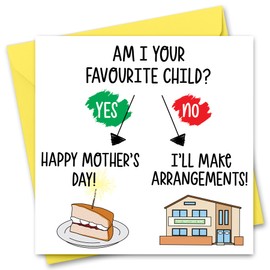 Mothers Day Card Funny Mother's Day Cards For Mum Joke Mothers Day Card's From Son or Daughter Favourite Child
