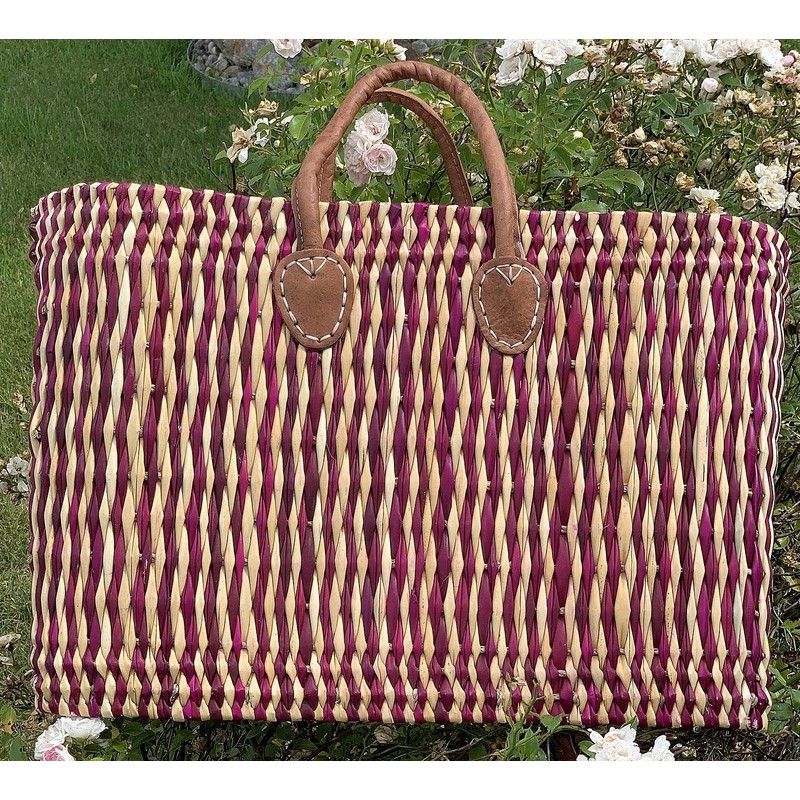 LaFiore24 Women's Shopping Basket, Natural Handbag, Handbag, Small - Red