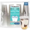 Freshware Clear Plastic Cups with Flat Lids and Straws [100
