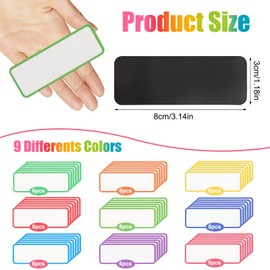 Pack of 54 Magnetic Strips, 8 x 3 cm, Reusable Name Labels, 9 Colours, Whiteboard Magnets for Whiteboards, Locker, Fridge, School, Office or Home