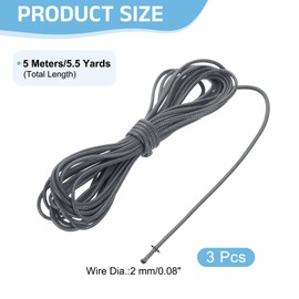 sourcing map 3Pcs Waxed Polyester Cord, 5.5 Yard 2mm Wax Bead Thread String Beading Cord String for Braiding Bracelets Necklace Jewelry Making, Dark Gray