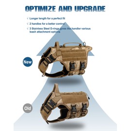 Tactical Dog Harness - PETNANNY Dog Harness Service Dog Vest for Large Breed Dog, Hook and Loop Panel for Service Dog Patchs, Work Dog MOLLE Vest with Handle for Walking Hiking Training(Blue,XL)