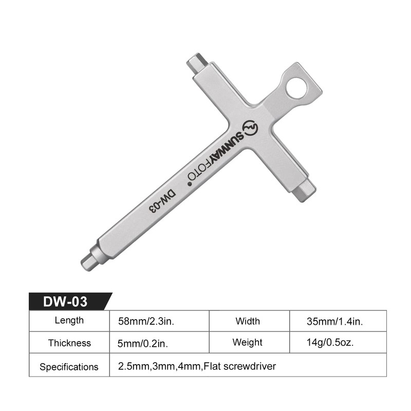SUNWAYFOTO DW-03 Hex Key Wrenches Stainless 2.5/3/4mm Steel Cross necklace