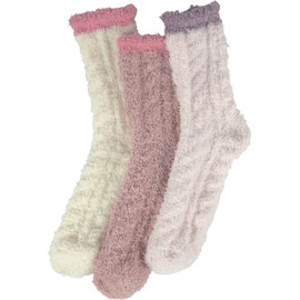 BenSorts Slipper Socks for Women Winter Thick Warm Fuzzy Socks Fleece Lined Cozy Soft Socks Stocking Stuffers Gifts Pink Purple White Multicolor 3 Pairs Size 5-11